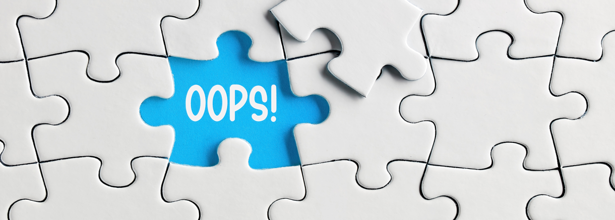 Missend puzzelstukje waar de tekst oops staat
