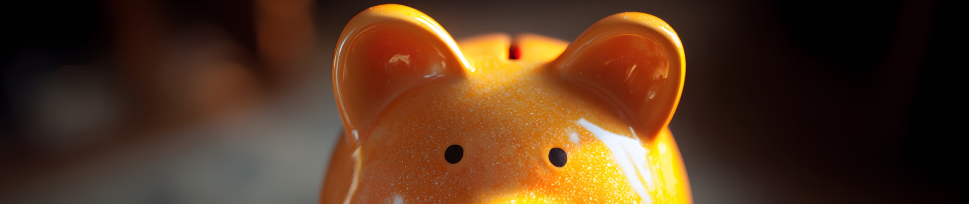 een rood oranje spaarvarken dat in een hand staat